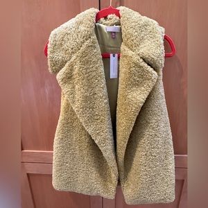 Anthropologie Yellow Sherpa Vest One Size Cozy Layering Outerwear